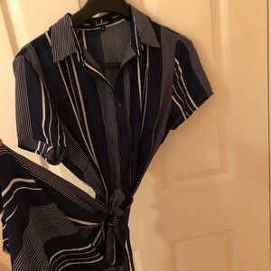 Lulus blue striped button dress